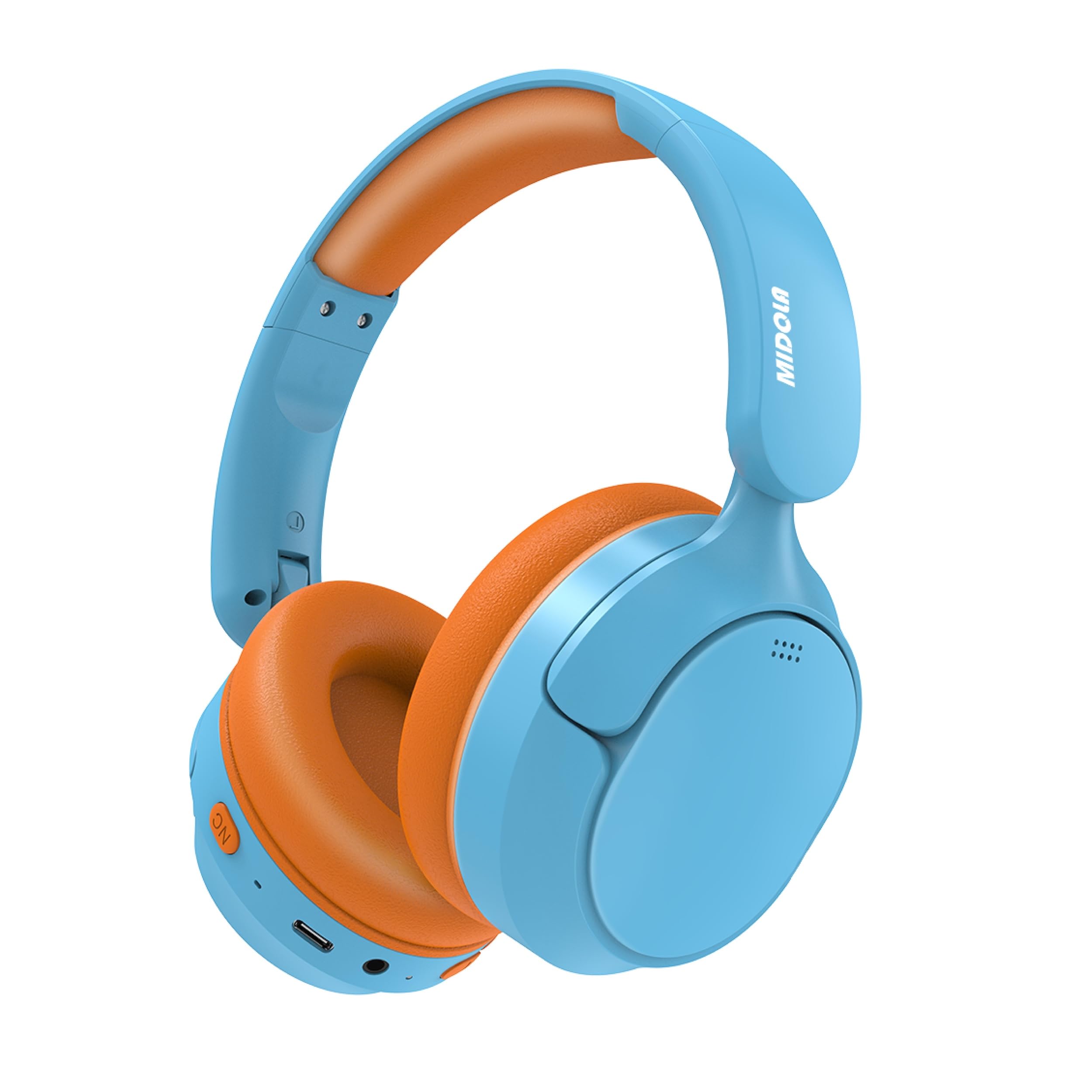 MIDOLA Auriculares para niños con cancelación activa de ruido, Bluetooth 5.4, volumen inalámbrico limitado 85/94 dB, carga rápida tipo C, plegable, con cable auxiliar de micrófono para niños pequeños