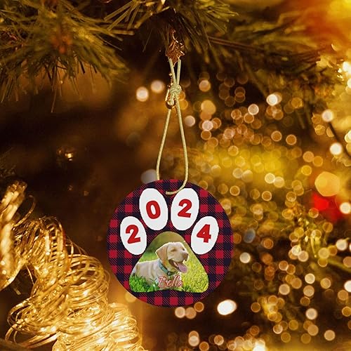 Miniatura 47 de Adornos personalizados para perro para árbol de Navidad 2024 con imagen de perro, foto nombre, adorno personalizado para gatos y mascotas, Photo6