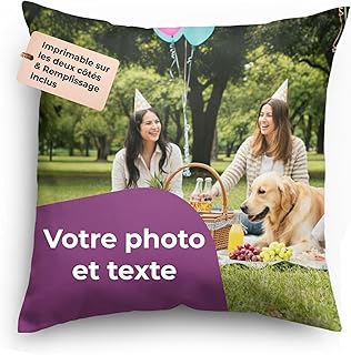 Coussin Personnalis&eacute; avec Photo et Texte, 35 &times; 35 