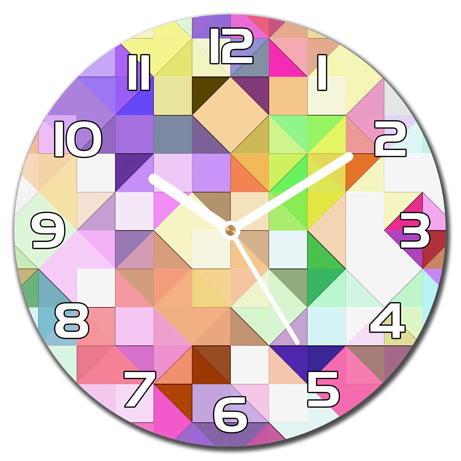 Horloge murale moderne en verre sécurité mosaïque pastel 30cm