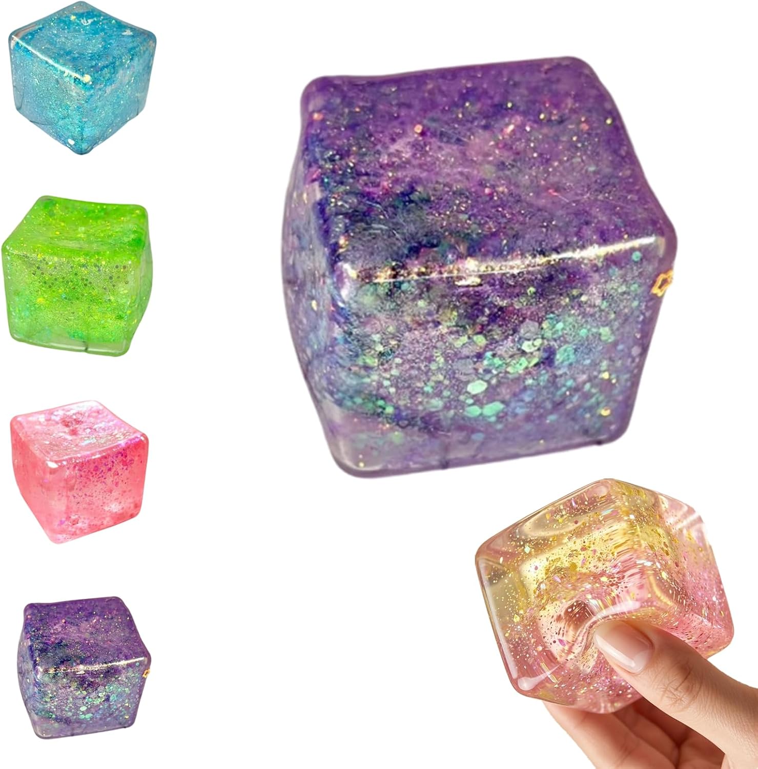 Doh Ice Cube Squishy, Malt Sugar Squishy Stress Cube 2026 Slow Rise Relief Fidget Sensory for Kids, Adults ,Summer Sensory Stress Relief, High Density Ice Squeeze Ball (4#Purple)