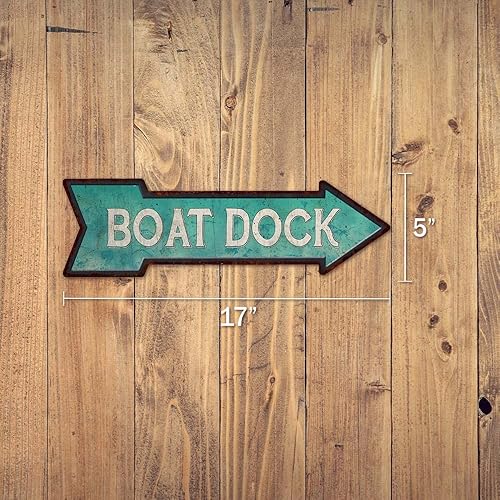 Miniatura 3 de Chico Creek Signs Boat Dock Rt Flecha Vintage Mirando Beach House Metal Sign 5x17 205170001017