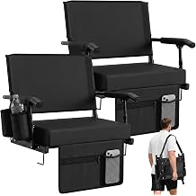 Sekey Stadium Seats with Back Support & Arm Rest | Extra Wide & Thick Cushion, Cup Holders, Storage Pockets, Plus-size Friendly, for Outdoor Sport Events