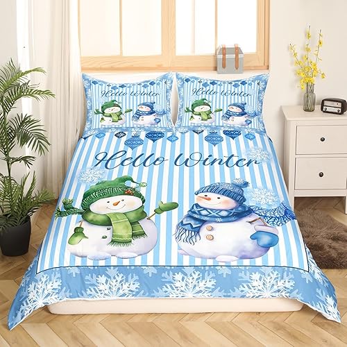 Vista 126 de Juego de funda de edredón rosa de Navidad para niñas, tamaño matrimonial, lindo juego de ropa de cama de dibujos animados de pingüino de Papá Noel