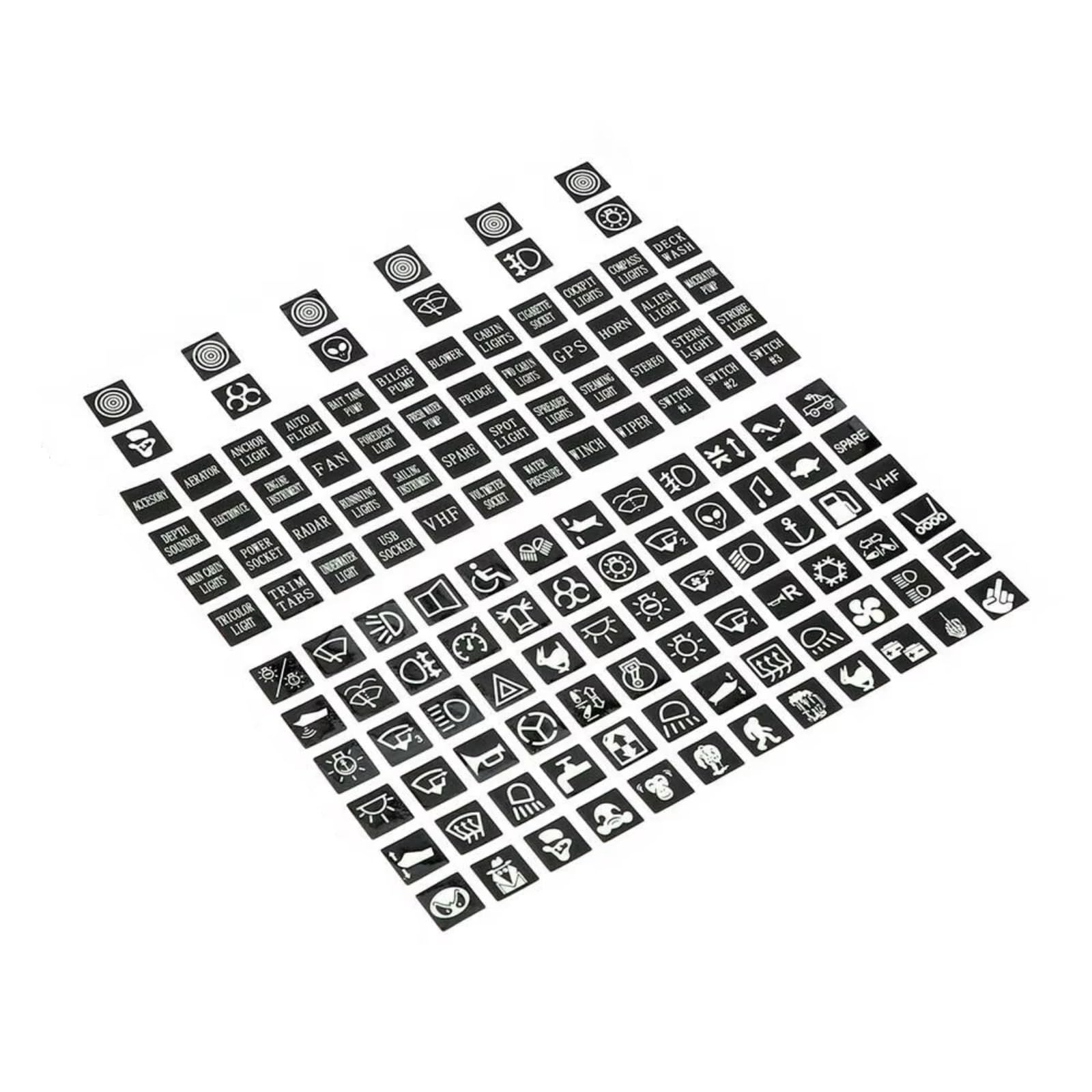 Interior Button Sticker Universal Luminous Rocker Switch Label Car Sticker Truck Instrument Circuit Panel Decal Decoration Styling Accessories Marine Boat