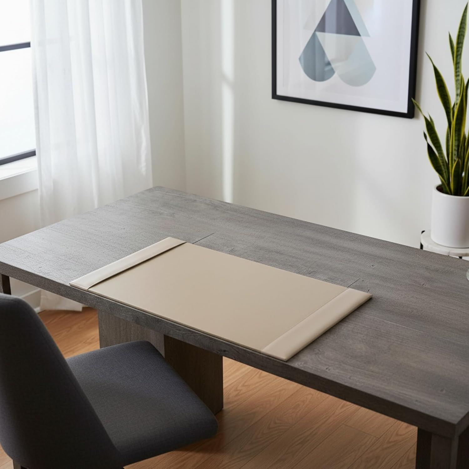 White Latte Bonded Leather 30" x 18" Side-Rail Desk Pad