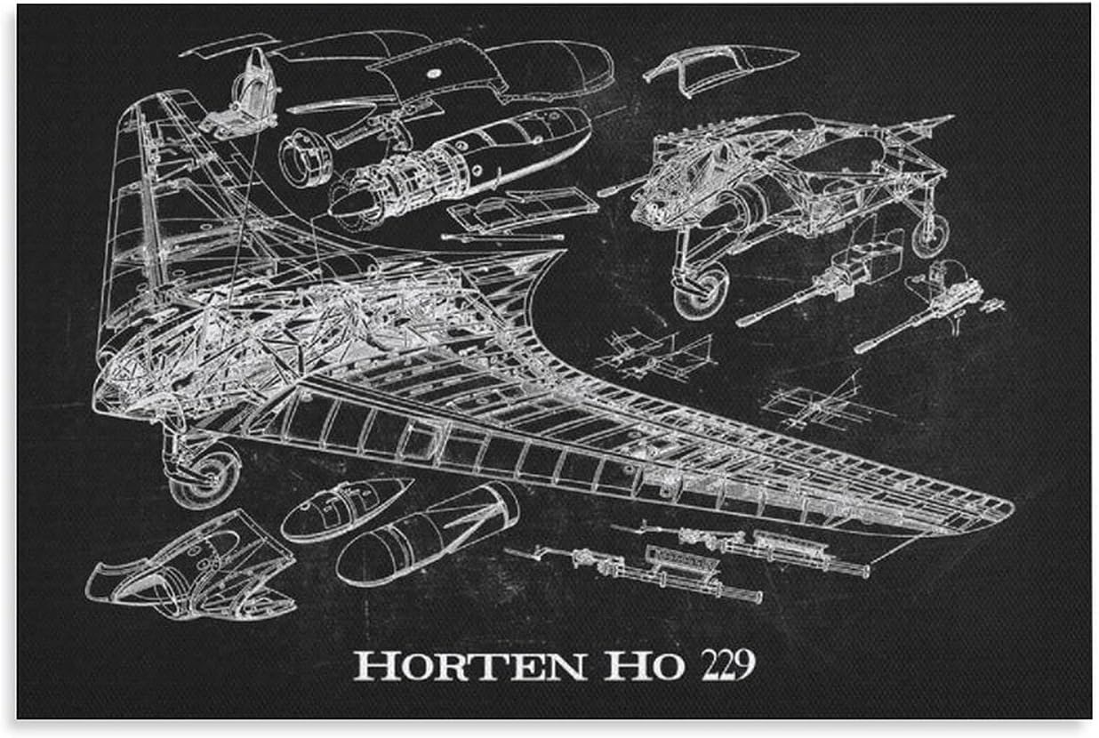 Amazon Com Horten Ho 229 Military Fighter Bomber Blueprint A1 Canvas Poster Bedroom Decor Sports Landscape Office Room Decor Poster Gift 12 18inch 30 45cm Posters Prints