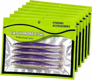 100 Pack Soft Plastic Bait Bags, 6.3" x 4.7" Aluminum Foil Back Fishing Lure Storage Bags, Waterproof Zipper Packaging Bags for Soft Plastic Lures, Thick PE Material with Reinforced Seams