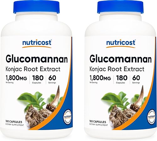 Miniatura 6 de Nutricost Glucomanano 1,800 mg por porción, 180 cápsulas, fuente de fibra natural, sin OMG, sin gluten