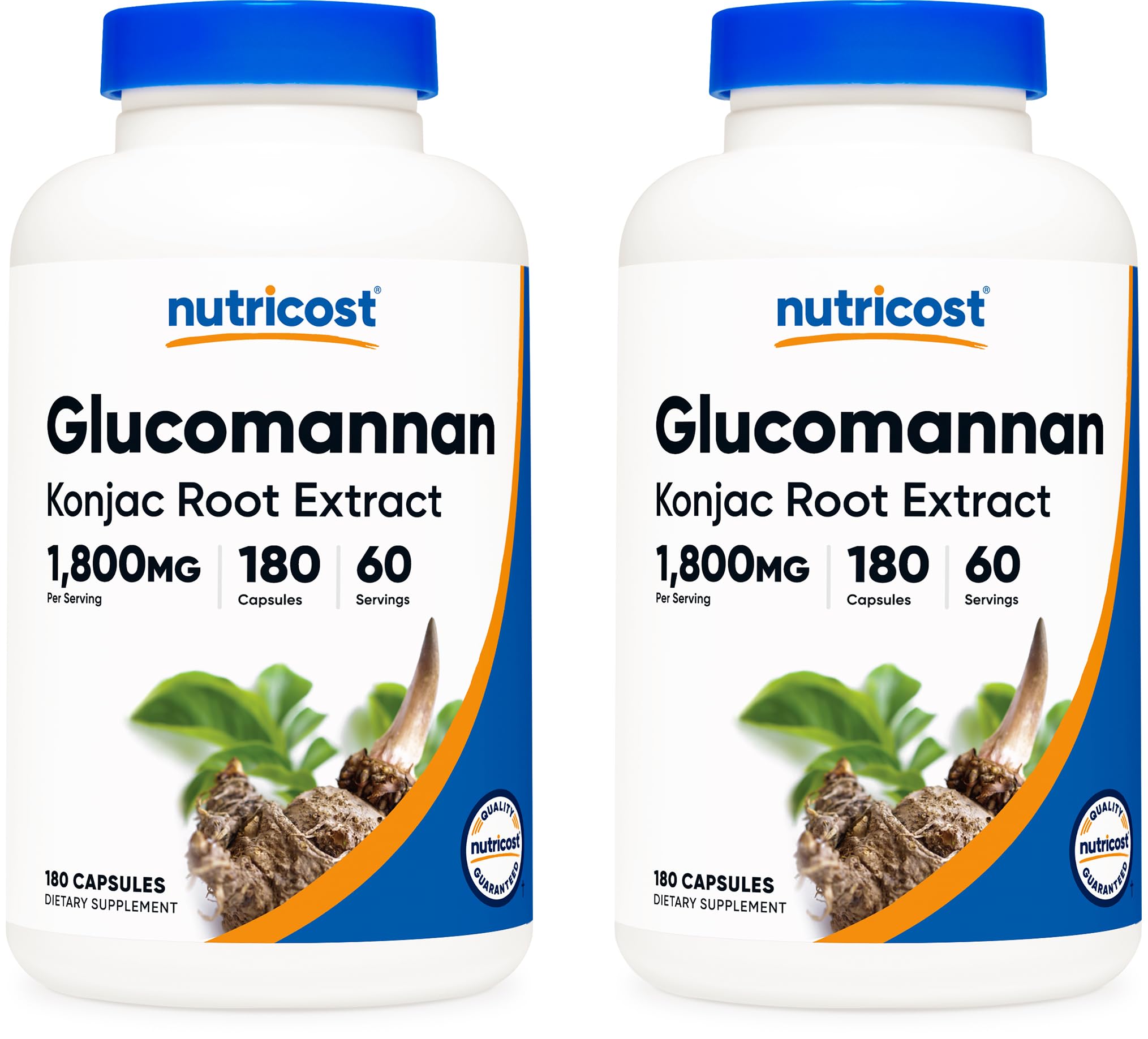 Glucomannan 1,800mg Per Serving, 180 Capsules (2 Bottles)