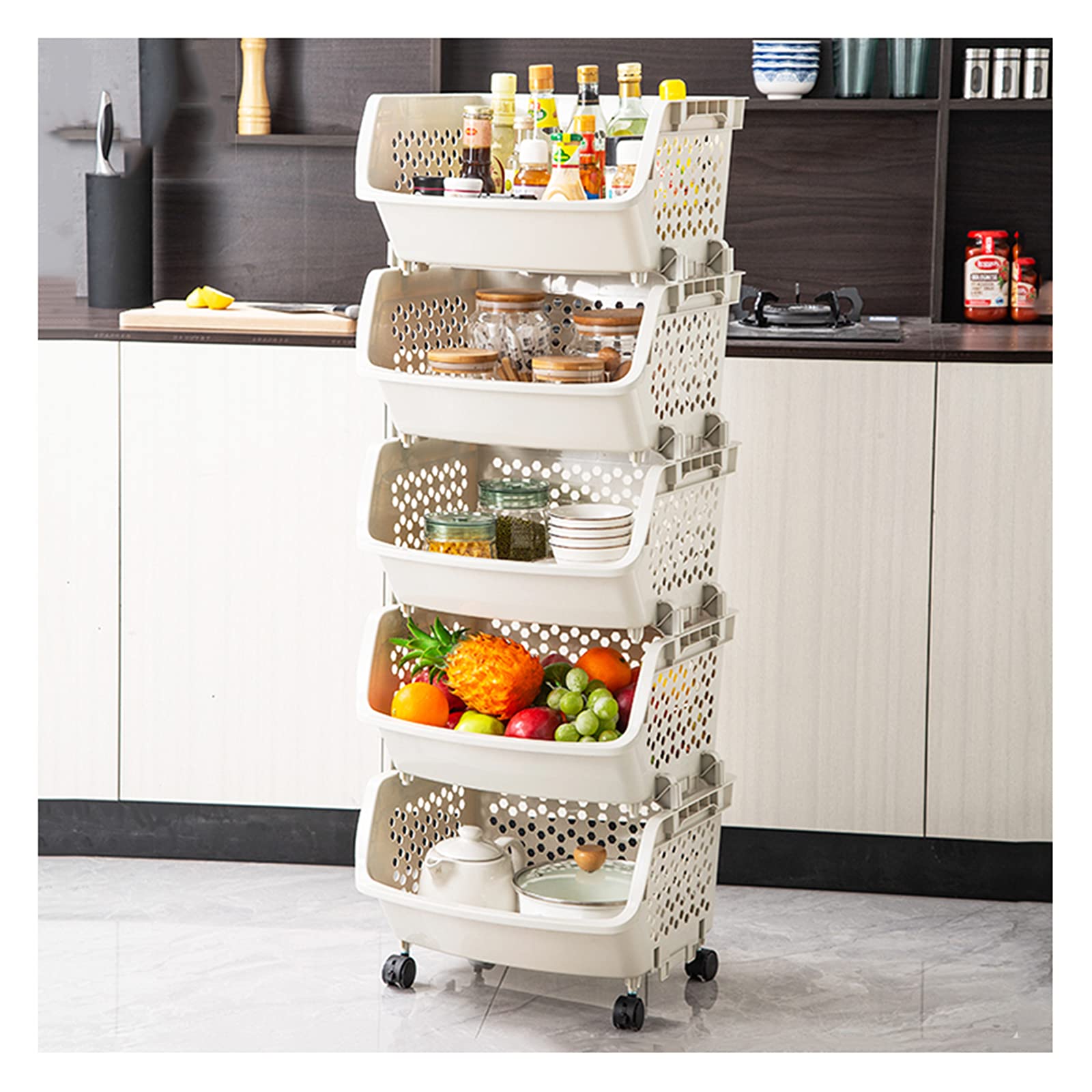 Carrito de cocina de 5 niveles para organizar el baño y dormitorio