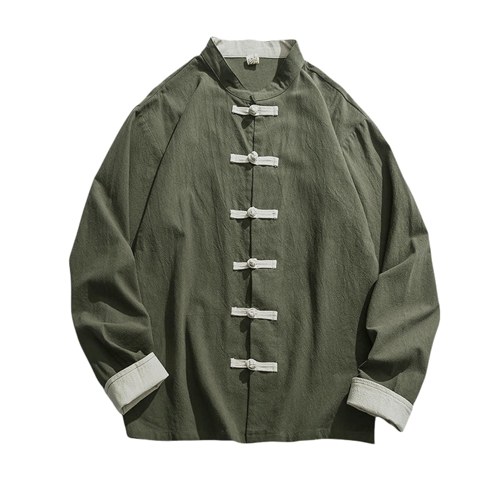Chemise homme col montant en coton ample style chinois USTZFTBCL