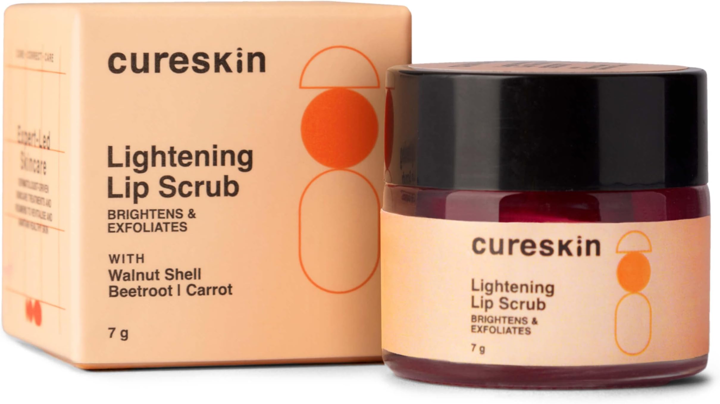 Cureskin Lightening Lip Scrub for Men and Women | Lip Scrub for Dark Lips to Lighten Pink, 7 g (Pack of 1)