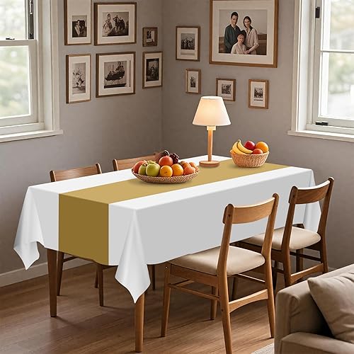 Miniatura 8 de Paquete de 8 manteles de plástico desechables de 54 x 108 pulgadas, para mesas de 6 a 8 pies, manteles rectangulares para fiestas