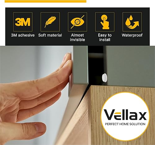 Miniatura 6 de Vellax Parachoques para puerta de armario, 128 piezas, almohadillas autoadhesivas blancas de 12 pulgada de diámetro, tapones de gabinete,