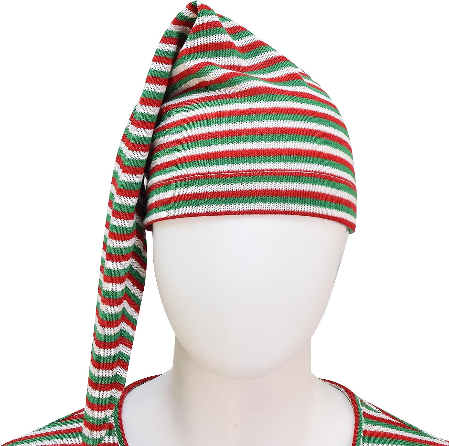 Adult Christmas Plaid Sleep Shirt and Sleeping Hat Set Long Sleeve Pajama and Cap with Pom Balls for Men