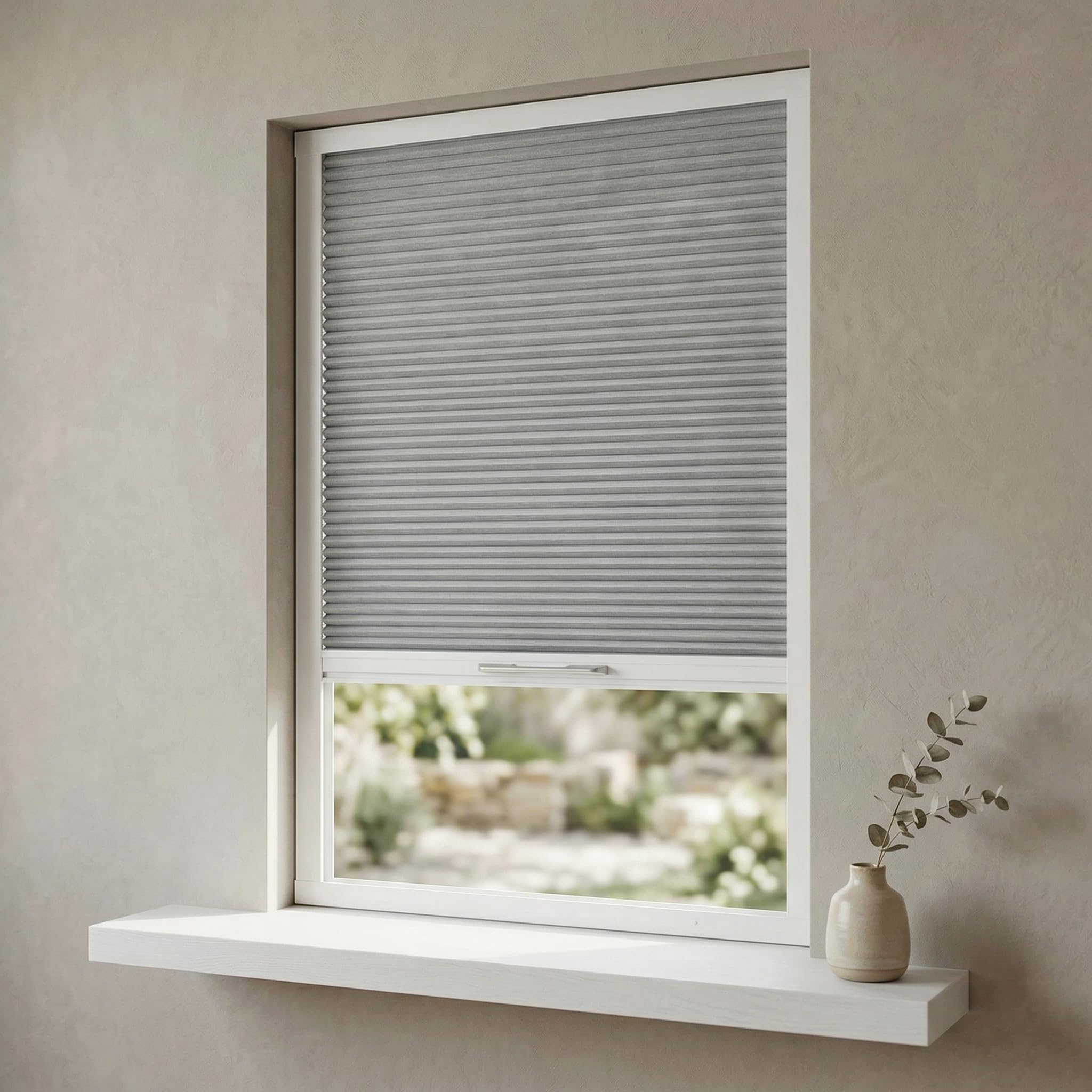 Skylight Blinds Cordless Roof Honeycomb Window Blinds Light Filtering Cellular Pleated Roof Shades for Home Easy to Install Shades for Inclined Plane Room Windows Custom Size (Light-filtering Gray)