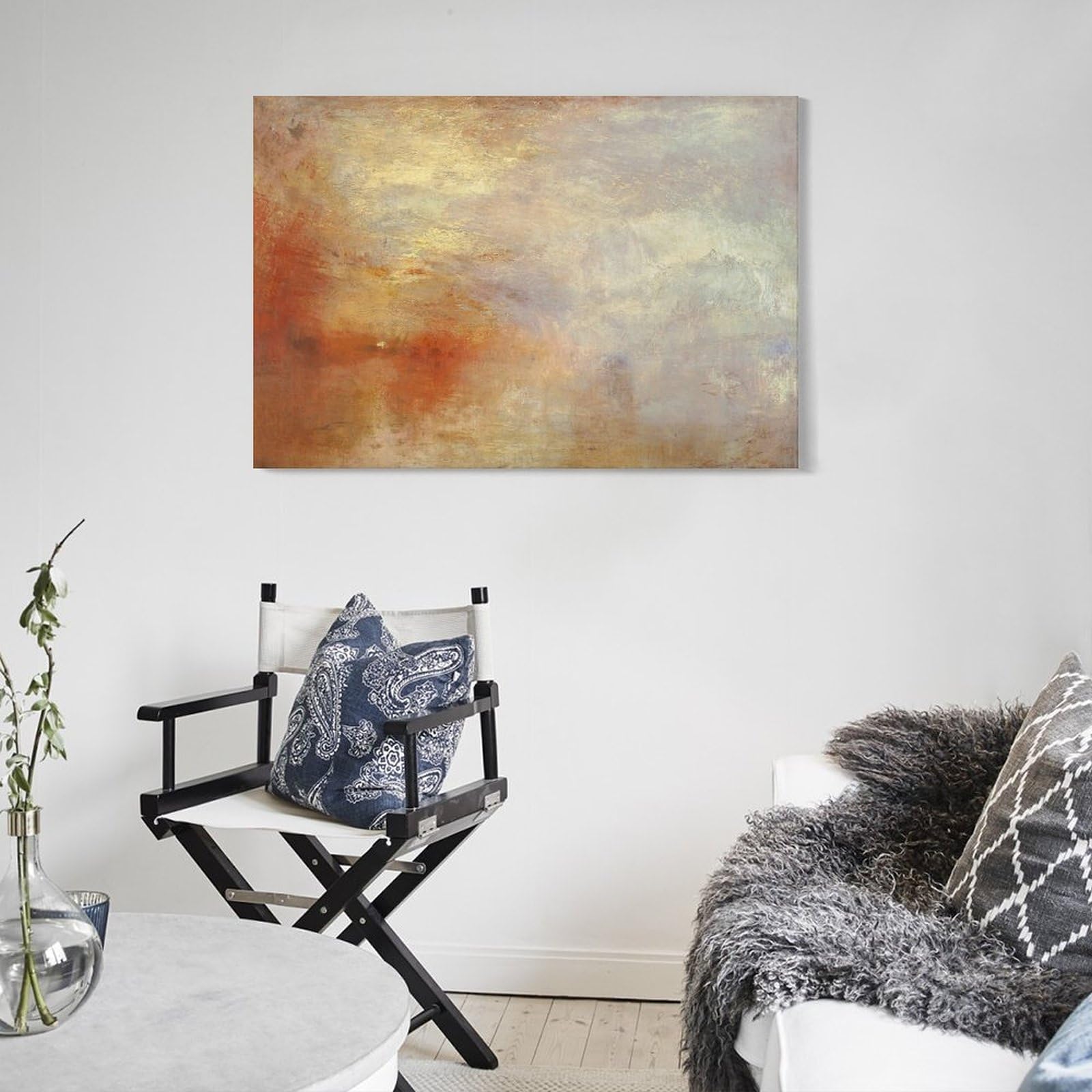 J.M.W.ターナー、湖に沈む夕日、希少画集画、新品額装付 ターナー【湖に沈む夕日 】 - 手描き 絵画（油絵複製画）販売の