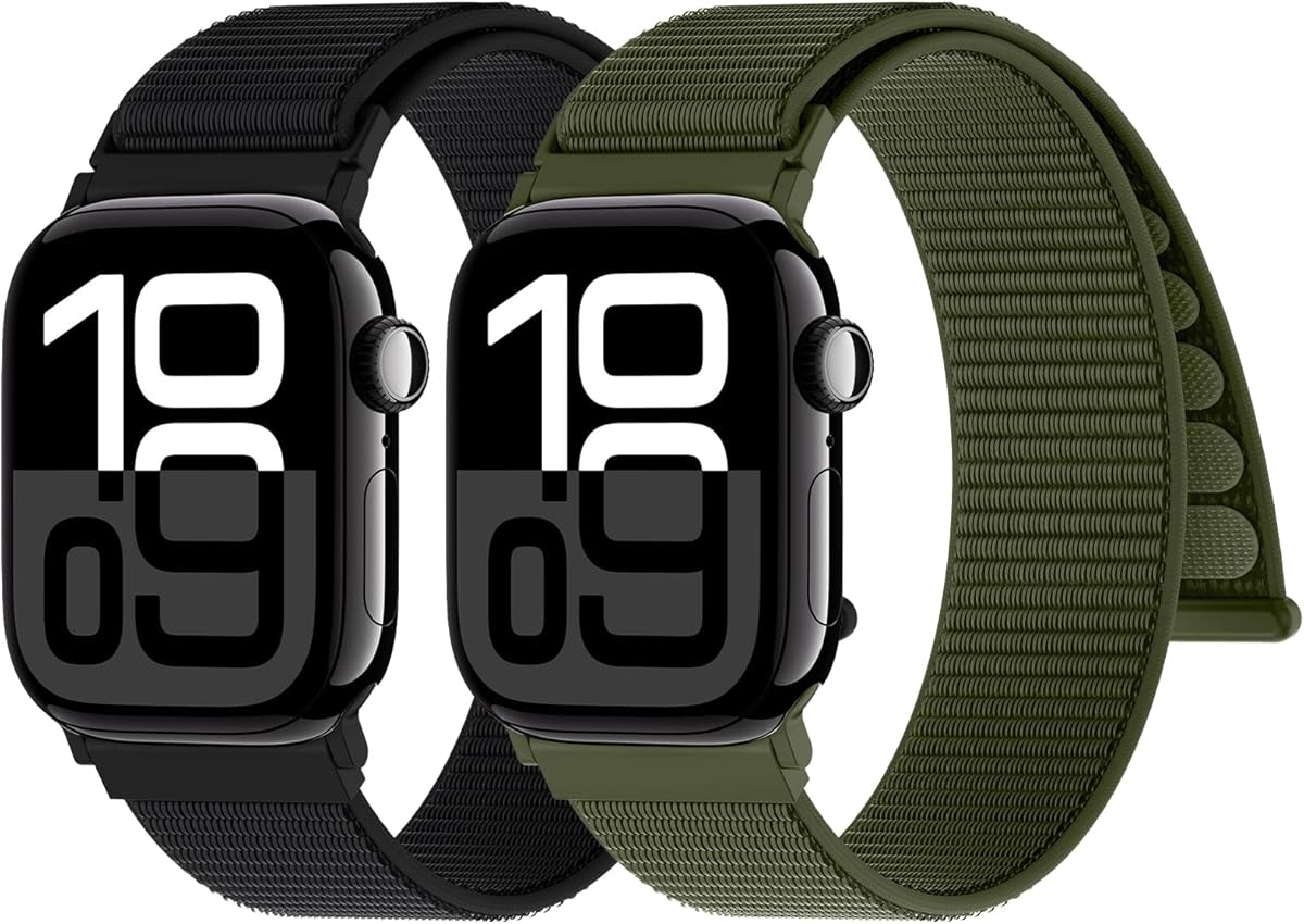 Yoohoo 2 Stück Nylon Armband Kompatibel mit Apple Watch 40mm 41mm 38mm 49mm 46mm 45mm 44mm 42mm,Sport Loop für iWatch Band 11 10 9 SE Ultra 8 7 6 5 4 3 2 1