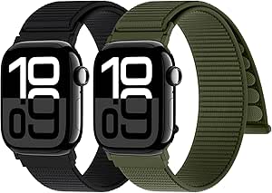 Yoohoo 2 Stück Nylon Armband Kompatibel mit Apple Watch 40mm 41mm 38mm 49mm 46mm 45mm 44mm 42mm,Sport Loop für iWatch Band 11 10 9 SE Ultra 8 7 6 5 4 3 2 1