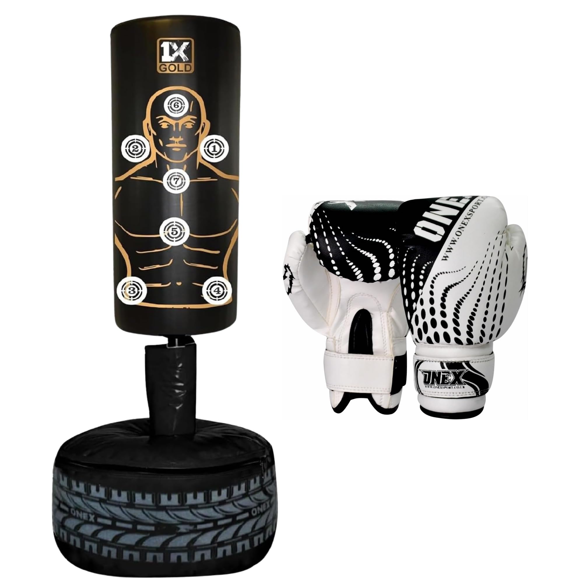 ONEX Kids Punch Bag Free Standing - Junior Boxing Set with Adjustable Stand Suitable for Children Ages 3–7 Punching Kickboxing MMA & Fitness Training