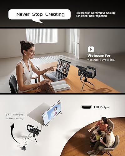 Miniatura 5 de 5K Video Camera Camcorder, UHD 64MP Vlogging Camera for YouTube Digital Camera with IR Night Vision, 3" 270° Rotatable Touch Screen, 16X Negro