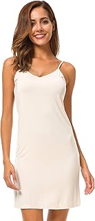 EaseWay Women's Basic Adjustable Spaghetti Strap Cami Under Mini Dress