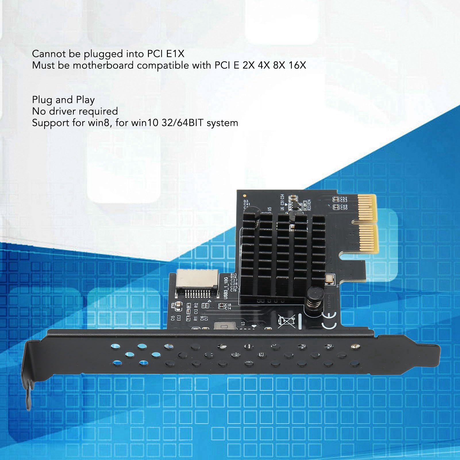 CHICIRIS USB3.2 Type E Scheda di Espansione Interna, Compatibile PCIe 2X,