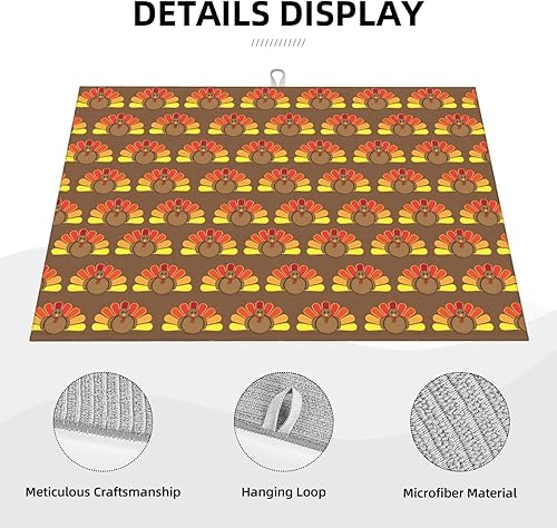 Miniatura 2 de Tapete de secado de platos para el día de Acción de Gracias para encimera de cocina, pavo, almohadilla de microfibra absorbente para escurrir
