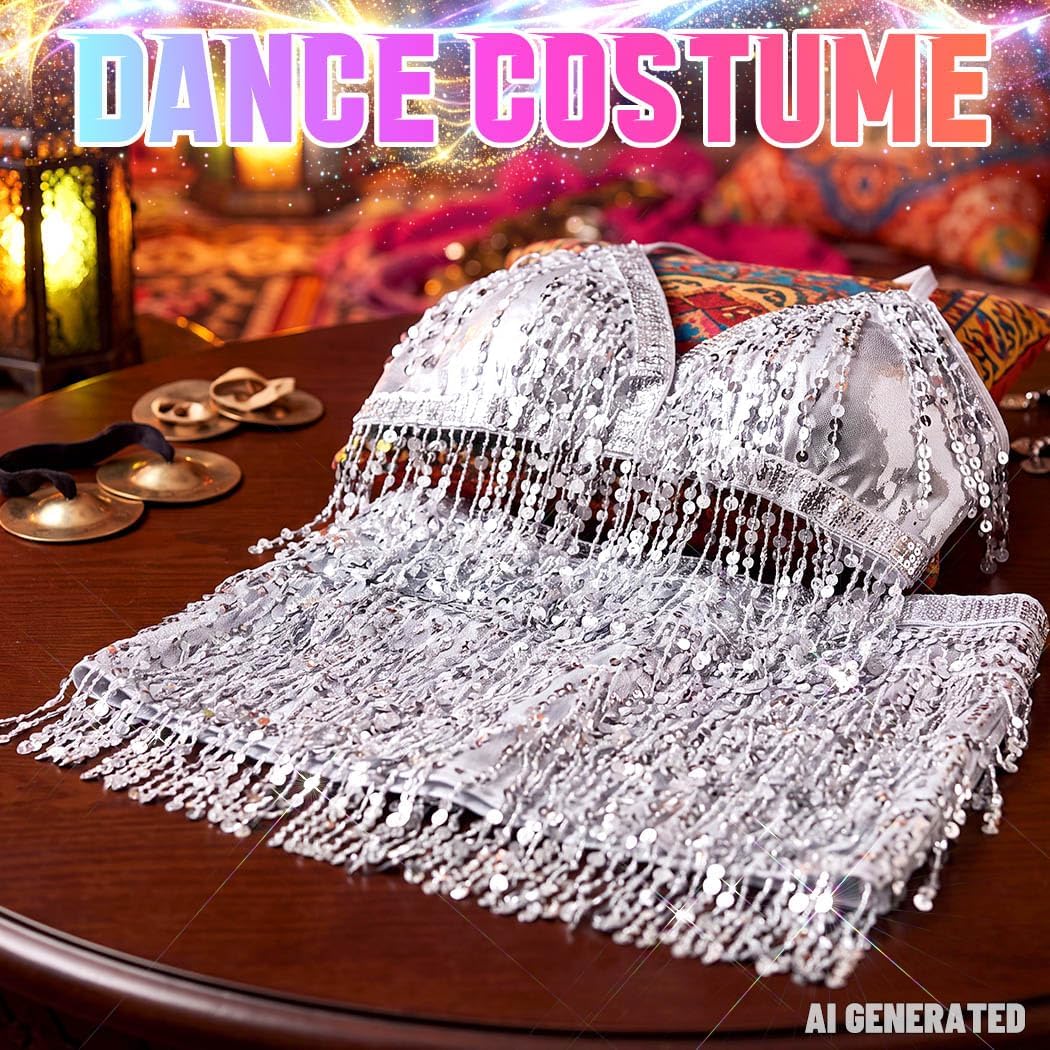 Belly Dancer Outfit Fringe Sequin Skirts Sets for Women