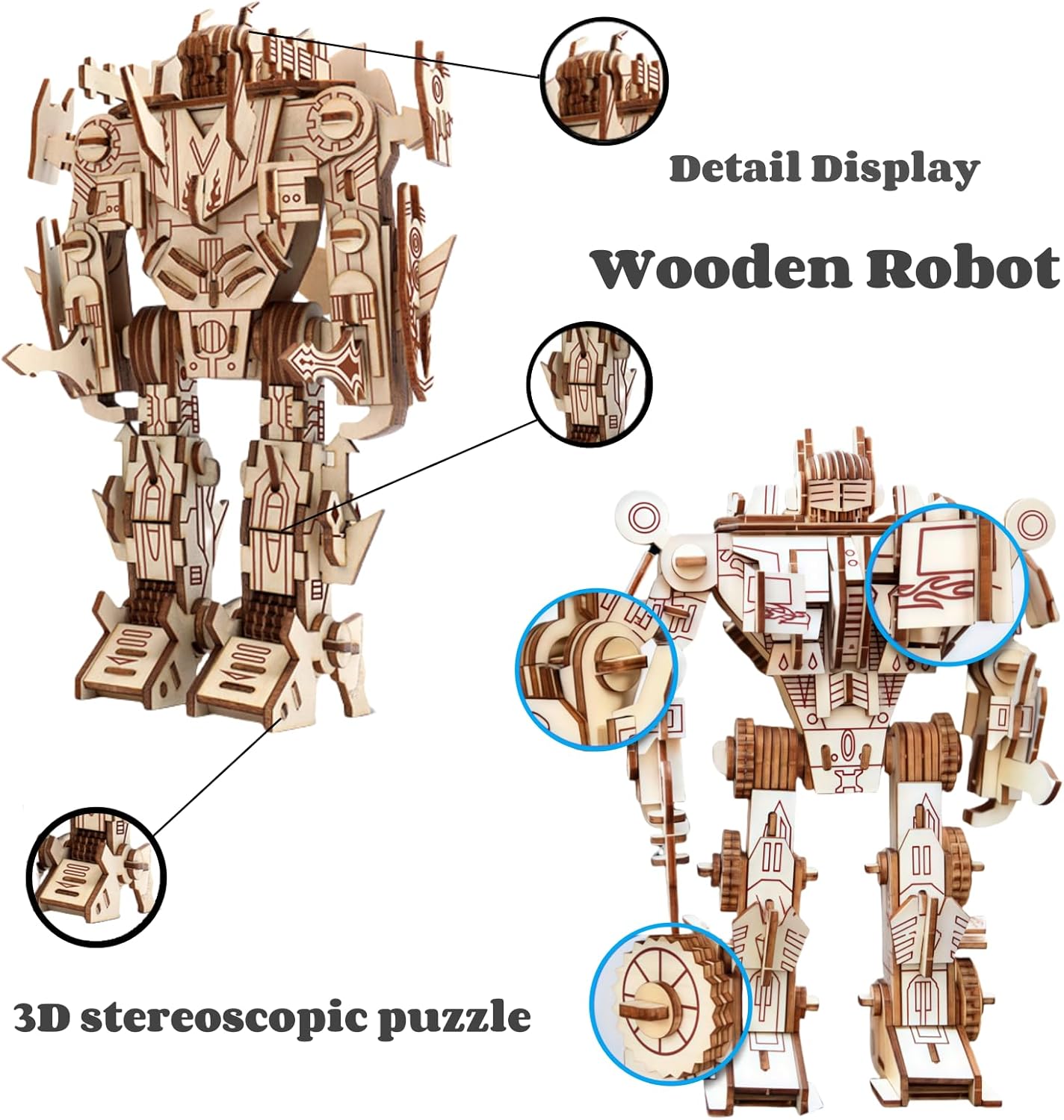 3D Wooden Puzzles Robot for Adults 4 in 1-660+pcs Robot STEM Building Set 1:10 Scale Building Puzzles Wooden Robots Model Kit,Ideal Gift for Adults Men Women Hobbies for Birthday & Christmas
