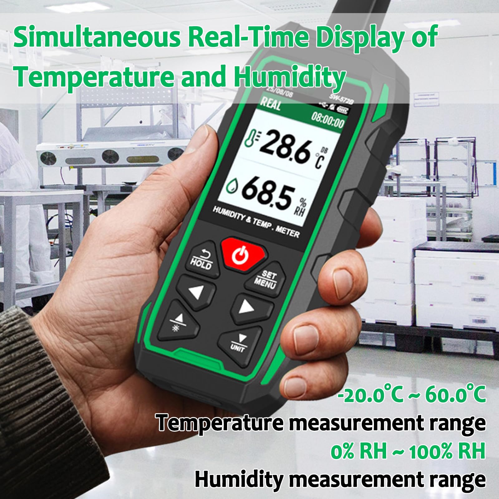 Medidor Digital De Temperatura Y Humedad, Termómetro-higrómetro, con Registro De Datos, Función De Retención De Valores Mín/máx, App Y Modos De Alarma; Apagado Automático Personalizable