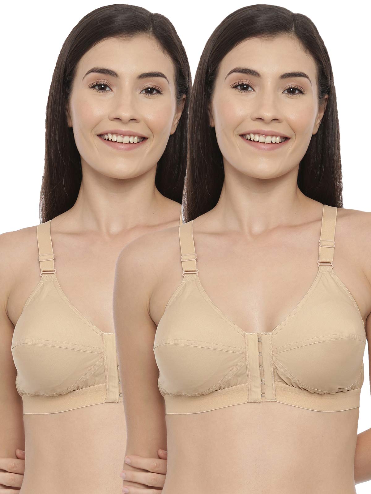 Women's Seamed, Double Layered 100% Cotton Full Coverage Non Wired Non Padded Feeding/Nursing/Maternity, Front Open Bra [ Mercy SSU 34B Skin/Skin]-image-38
