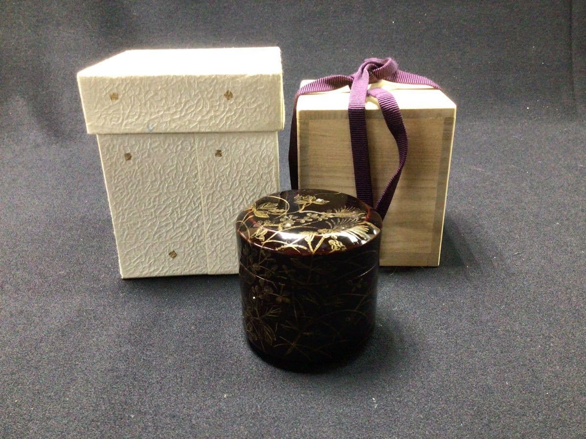 Amazon.co.jp: S6231【棗】中出松峰雪吹秋の夜蒔絵漆器茶道具茶器茶入