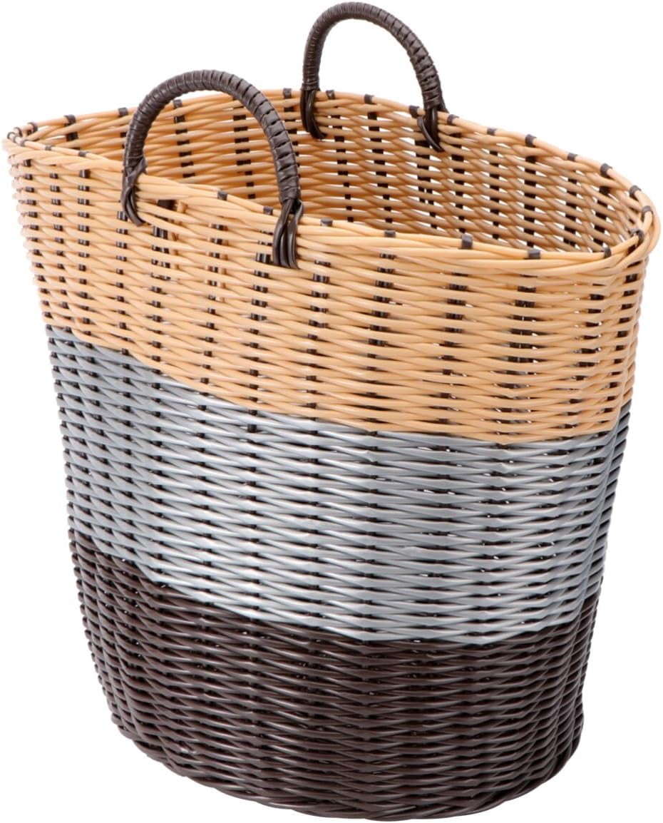Cabilock Plastic Woven Laundry Storage Basket Xl Organizer for Clothes Toys and Sundries for Home Bathroom and Boys and Girls Rooms Brown Grey Khaki