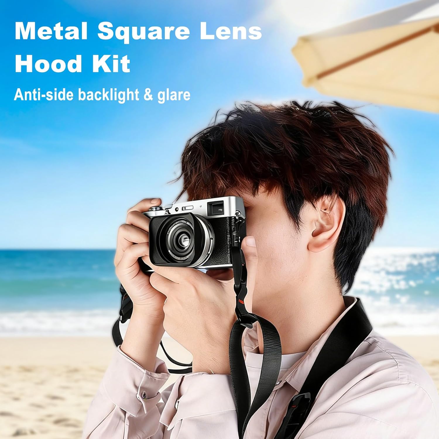 X100VI X100V Metal Lens Hood Shade with Cap and 49mm Adapter Ring Kit for Fuji X100VI Fujifilm X100V X100F X100 X100S X100T X70 Camera (Black)