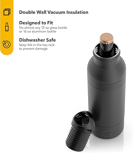 Miniatura 2 de RTIC Enfriador de botellas de agua aislado para botella de soda de vidrio de 12 onzas o botella de aluminio de 16 onzas, aislamiento al vacío de