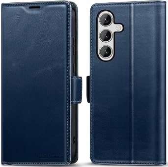 KEZiHOME for Samsung S25+ Plus Case, Galaxy S25 Plus Wallet Case, Genuine Leather Stand RFID Blocking Card Holder Magnetic Flip Phone Cover Compatible with Galaxy S25 Plus 5G 2025 Blue