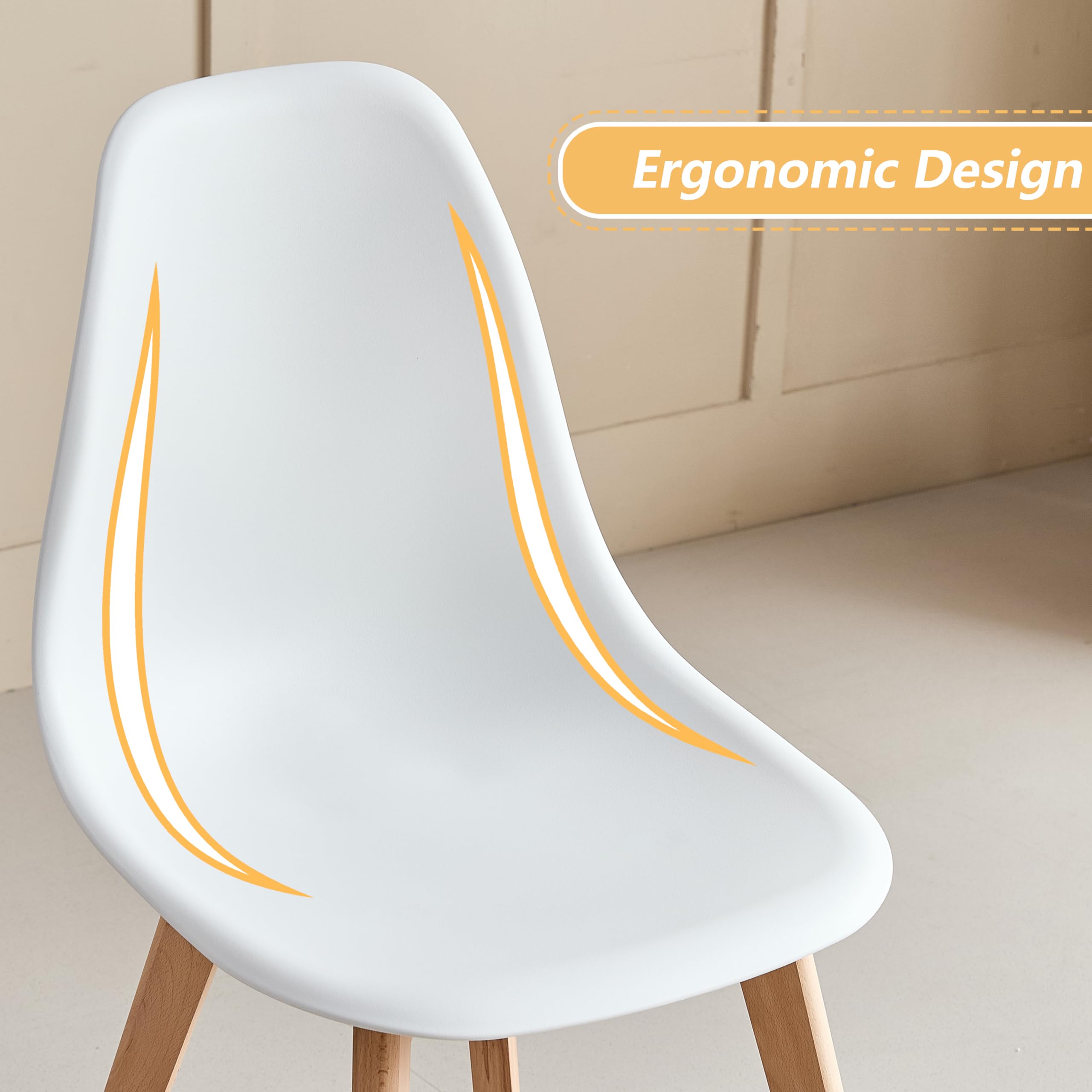 GrandCA HOME Sedia da pranzo in Stile Nordico,Set di 4 sedie con Gambe in Legno massello, Adatto per sala da pranzo soggiorno (Bianco)