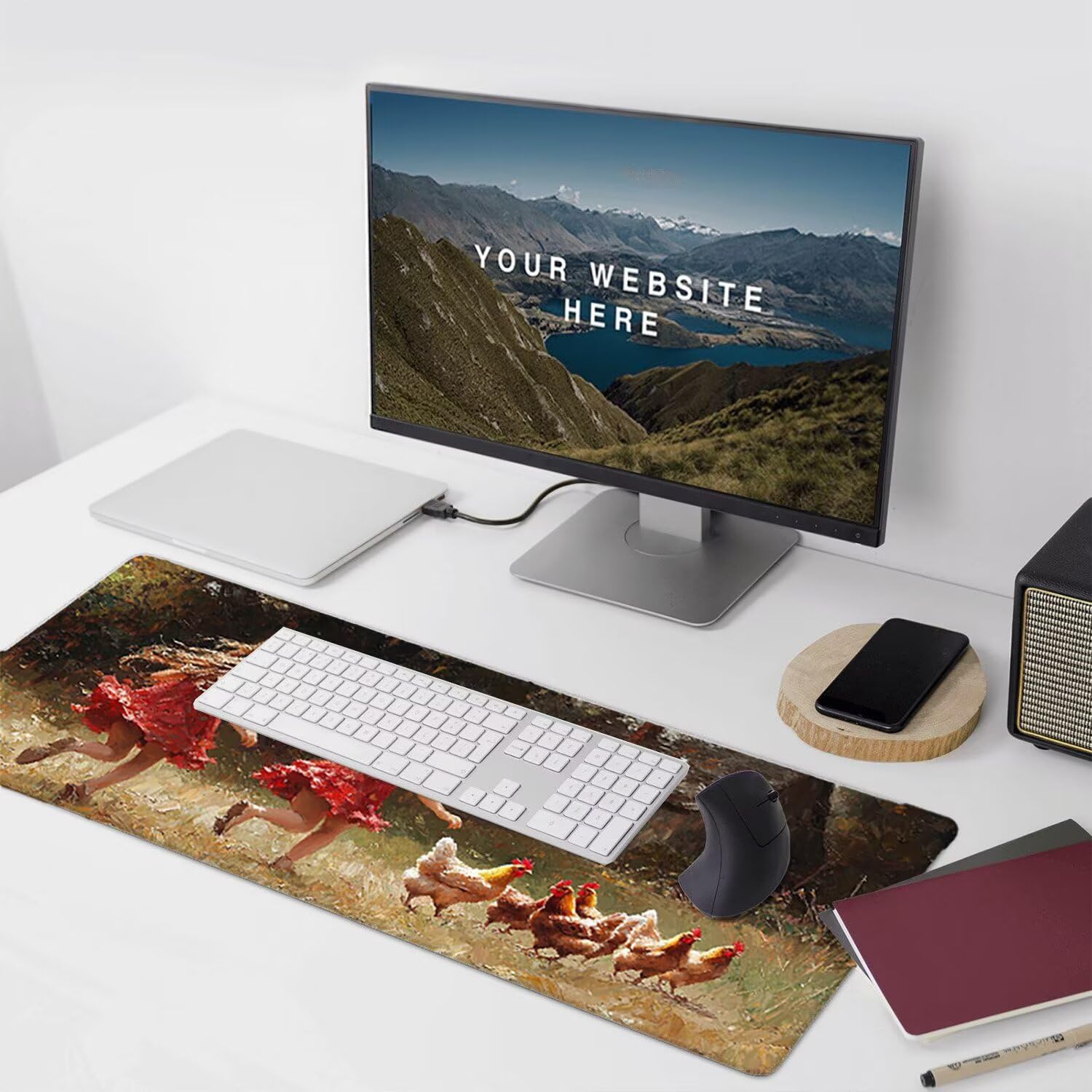 Tappetino per Mouse XXL 1200 x 600 mm Tappetino Mouse Gaming Grande, Mousepad con Base in Gomma Antiscivolo, Tappeto per Tavolo da Gaming per Mouse e Tastiera, Accessori PC (Ragazza fattoria) H-646