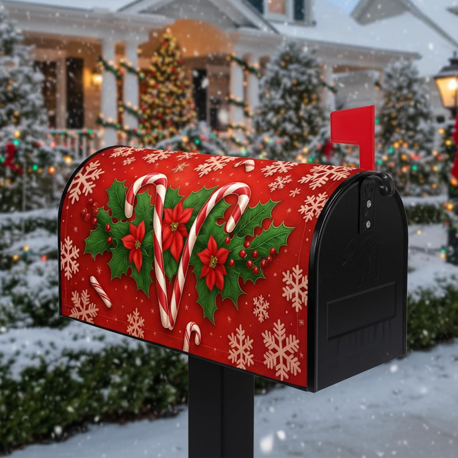 Seasonal Magnetic Mailbox Cover Standard Size 21x18 Inch – Holiday Mailbox Wrap for Christmas Valentines St Patrick Easter Spring Outdoor Garden Yard Decoration