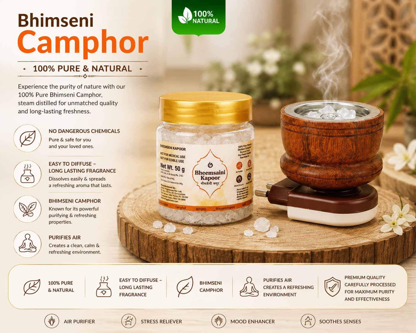 Bhimseni Camphor Diffuser - Electric Burner Combo -2