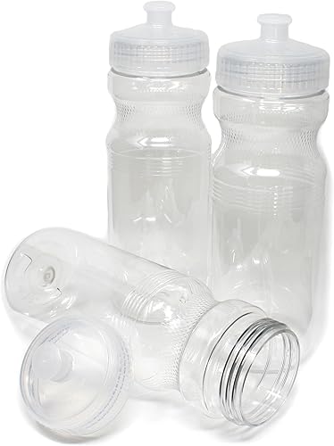 Rolling Sands - Botellas de agua transparente de 24 onzas sin BPA, paquete de 3, fabricadas en Estados Unidos Claro / blanco (Clear /