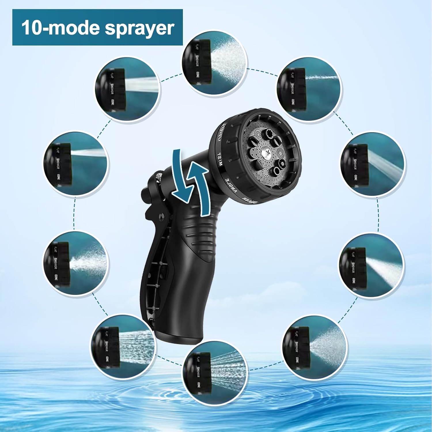 Stainless Steel Garden Hose 50ft Heavy Duty Metal Water Hoses with 10 Function Water Hose Nozzles for Yard Outdoor - Image 7