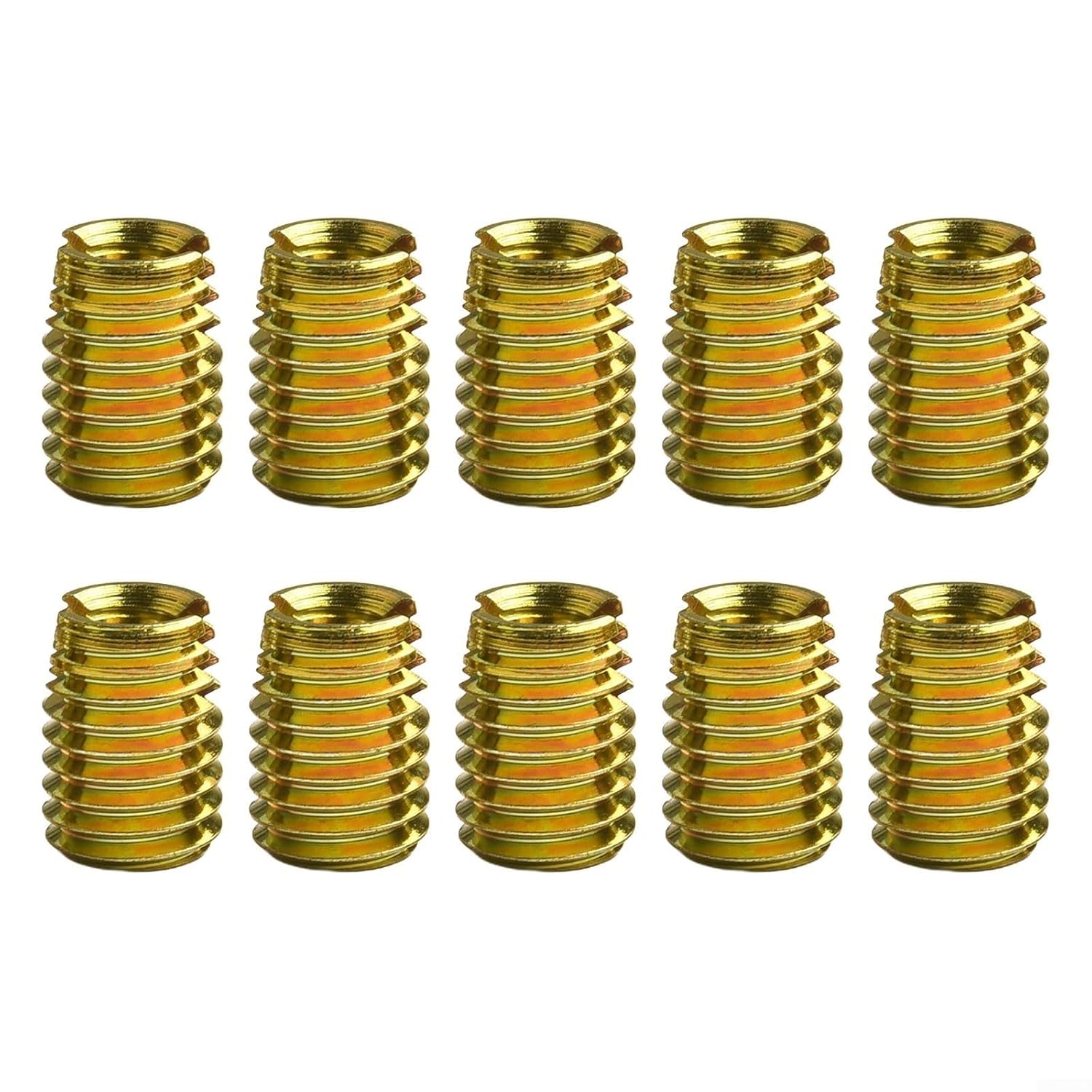 10 Pcs Thread Reducer Bushing Internal External Thread Adapter High Carbon Steel Nut Set M5 M6 M8 M10 Metric Converter Yellow Zinc Plated Fastener for Shallow(M6*1-M10*1.5-L14mm)
