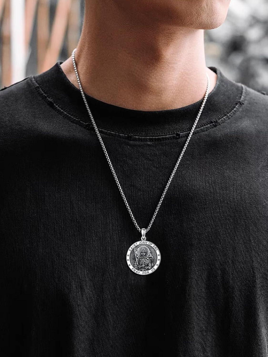 Seiyang Saint Necklace 925 Sterling Silver Patron Amulet Medal Jewelry for Men Women (with Gift Box)