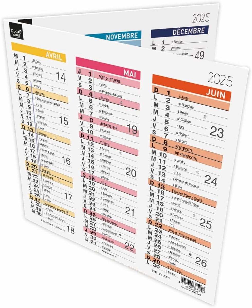 Calendrier Classique - 7 Mois Par Face - 21 X 26,5 Cm - Orange