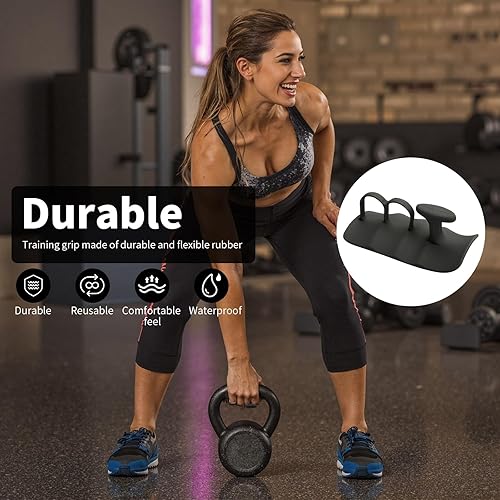 Miniatura 6 de 1 par de agarres de levantamiento de pesas para hombresmujeres, agarres de goma antideslizantes para levantamiento de pesas, dominadas, mancuernas,