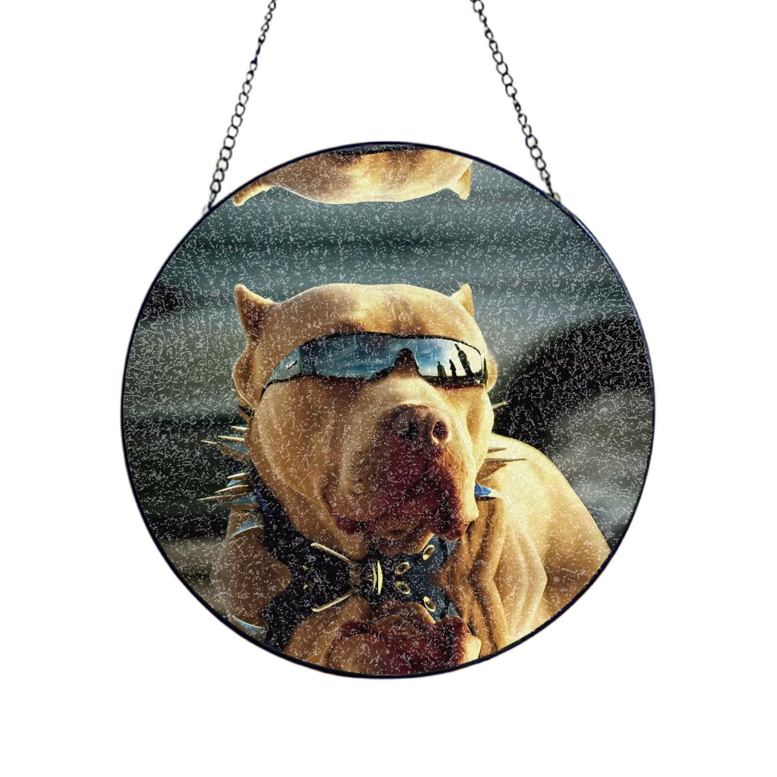 Phayah Dogs Print Glass Window Hanging Sun Catchers Suncatcher Decor For Birthday For Home Garden Porch 6in（15cm）