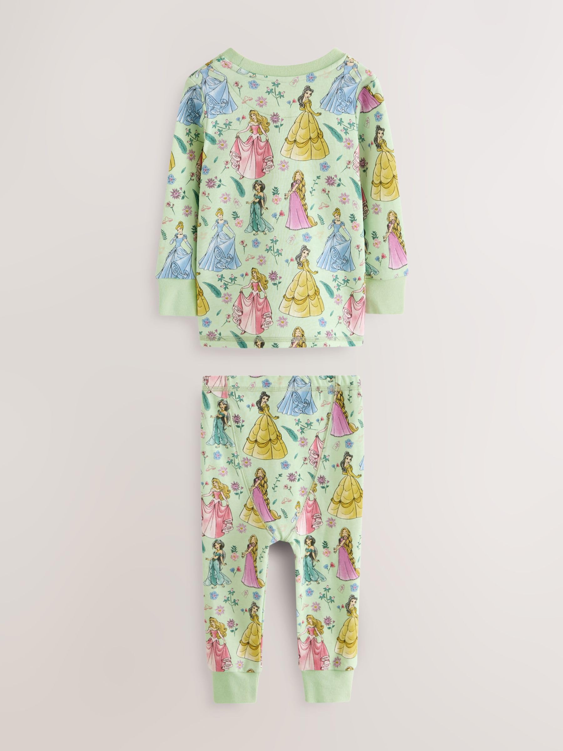 NEXT Ragazza Confezione da 2 Pigiami Comodi a Maniche Lunghe in 100% Cotone | Bambino, con principesse Disney, Standard, Mid Rise, Pull On